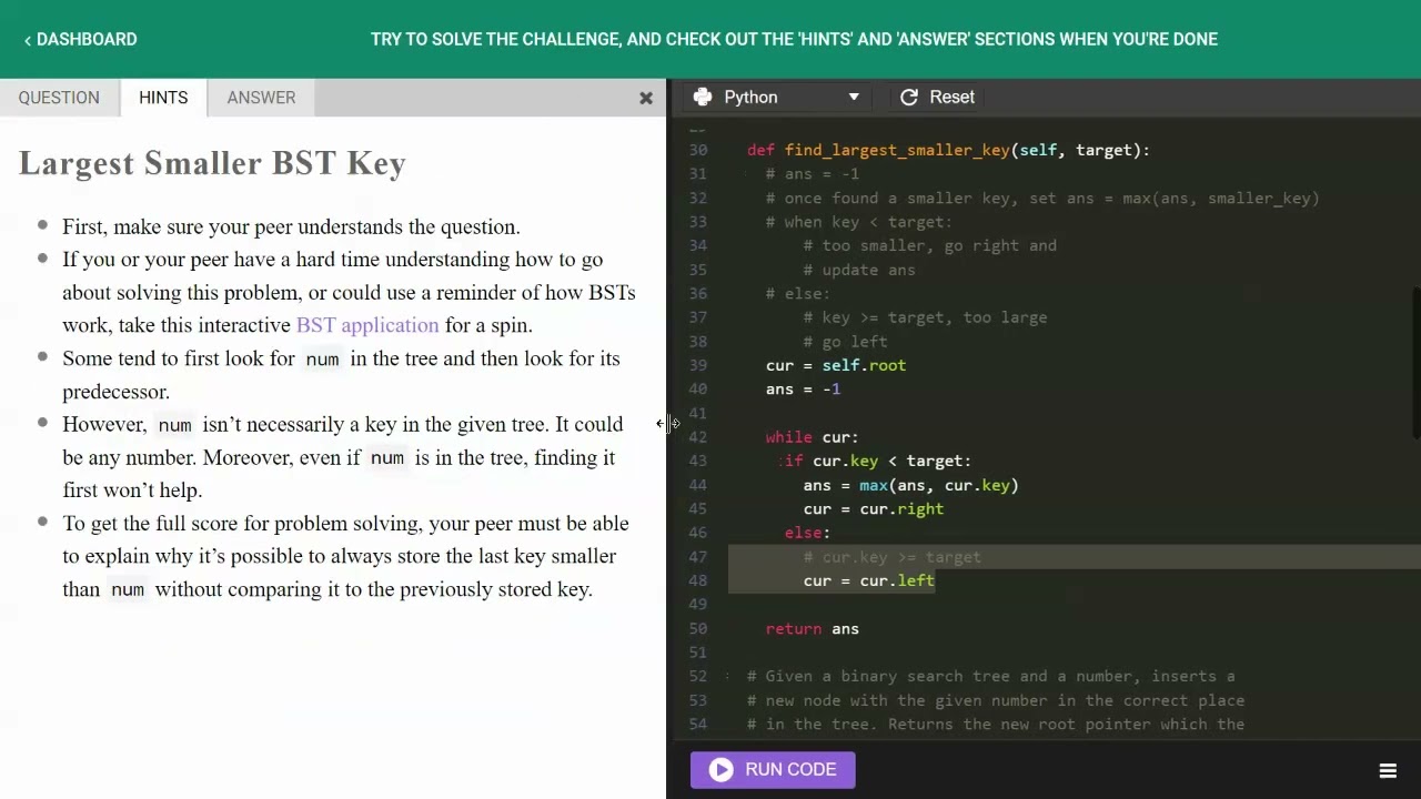 Largest Smaller BST Key